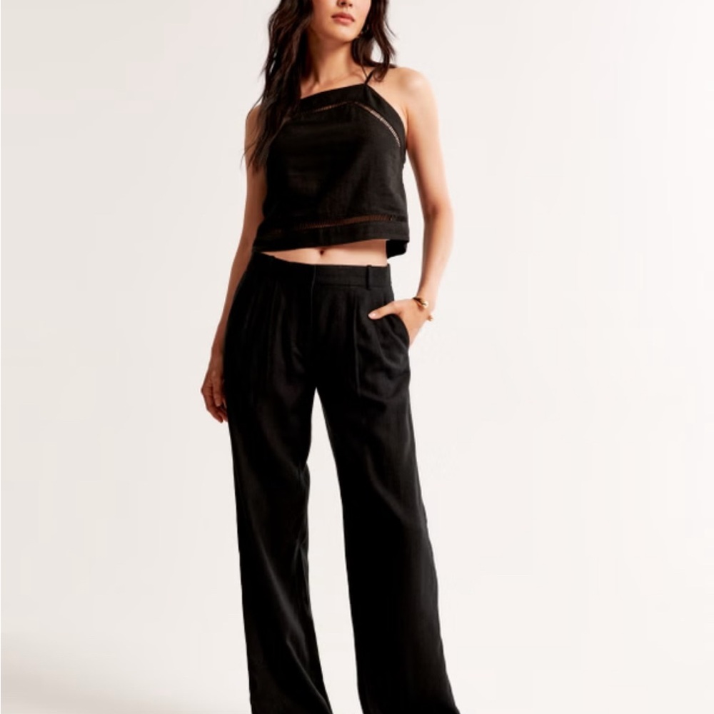 A&F Abercrombie Sloane Low Rise Tailored Linen-Blend Pant NWT
